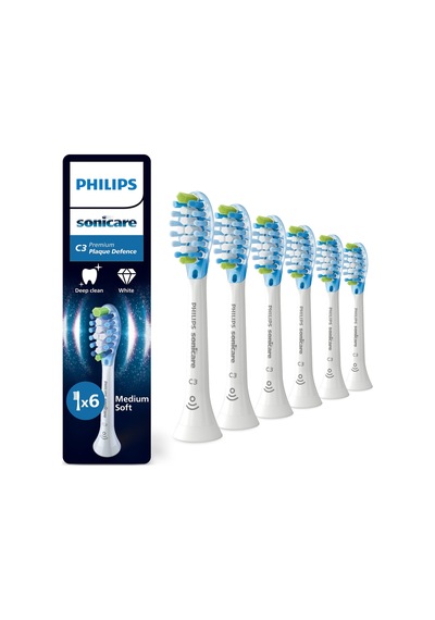 Philips Sonicare C3 Premium Plaque Defense, Orijinal Yedek Fırça Başlıkları, Beyaz, 6'lı Paket, Hx9046/87