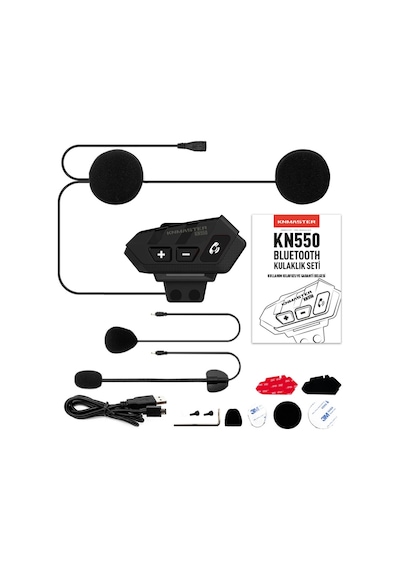 Knmaster Kn550 Motosiklet Bluetooth Kulaklık Mikrofon Seti Siyah