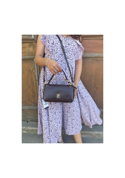 Just Polo Kadın Yeni Sezon Aksesuar Detaylı Çapraz Ayarlanabilir Askılı Şık El & Omuz Çantası Ebat 22 X 11 Cm Kahverengi