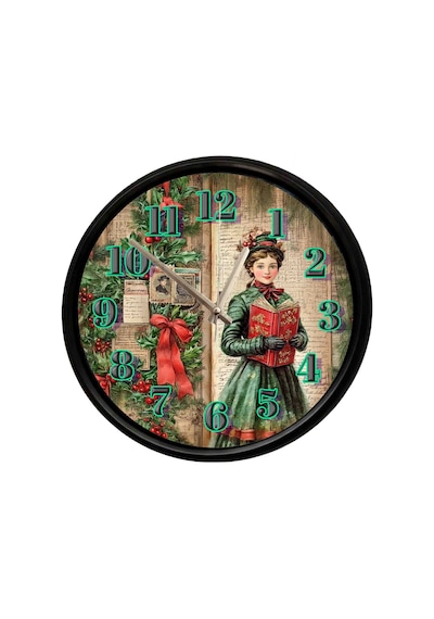 Vintage Kitap Okuyan Genç Kız Tasarımlı Dekoratif Duvar Saati 28 Cm Sessiz Mekanizma Çok Renkli