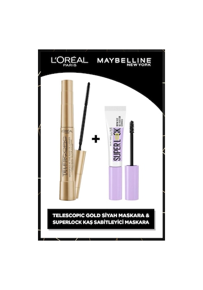 Telescopic Gold Maskara - Siyah & Super Lock Brow Glue Kaş Sabitleyici Maskara - Şeffaf pkttelesmasksuperlock-10572