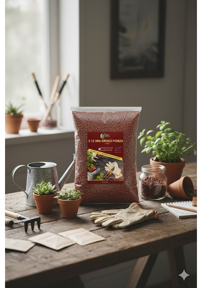 Kırmızı Pomza Taşı 5-15 Mm 5 Litre Volkanik Cürüf Ponza Taşı Lav Kırığı Diğer