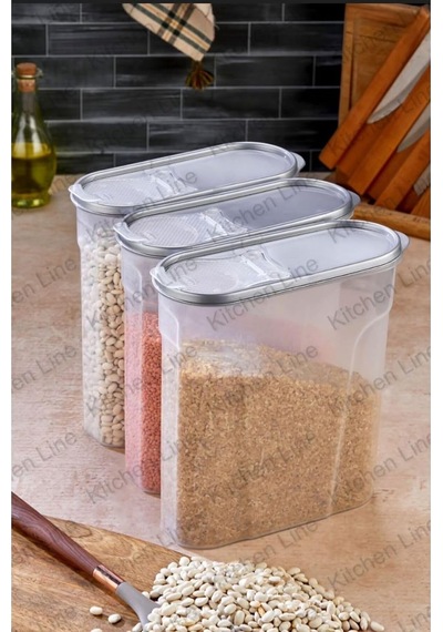 Erzak Bakliyat Saklama Kabı, 3'lü Set, 6 Litre Çok Renkli