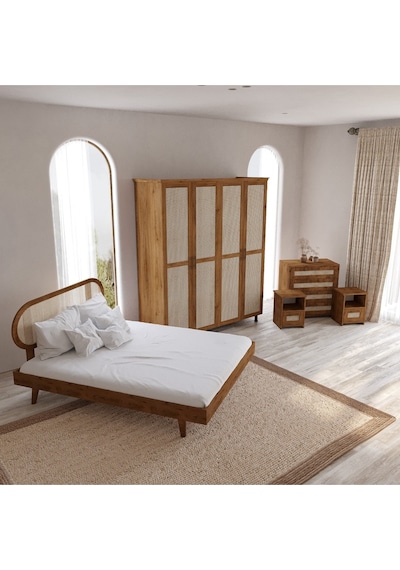 Renazzo Padova Hazeranlı Masif Ahşap Yatak Odası Takımı 2 Ceviz 100x200