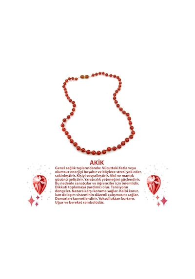 Osmanlıdeğerlitaş Kırmızı Akik Doğal Taş Kolye