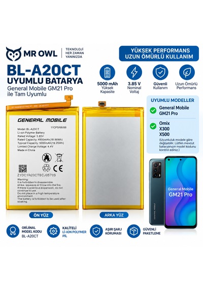General Mobile Gm21 Pro Uyumlu Bl-a20ct 5000 Mah Li-ıon Polymer Batarya