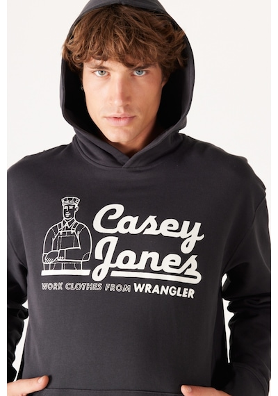 Wrangler Loose Fit Rahat Kesim Pamuk Siyah Erkek Kapüşonlu Sweatshirt W6H6I3XV6 Siyah