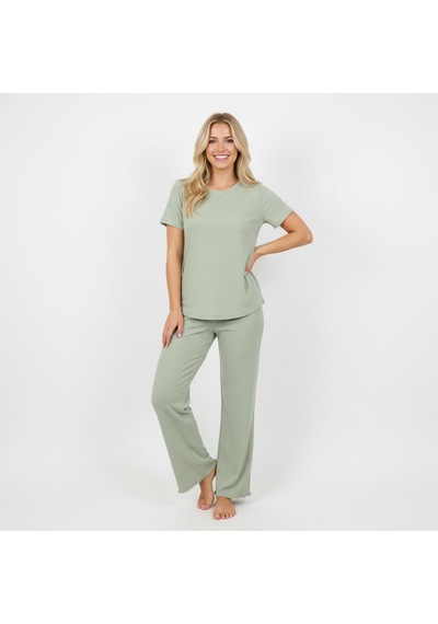 Bonbon Kadın Jakarlı Açık Yeşil Renk 3'lü Set Pijama Takımı Bb2313 Yeşil