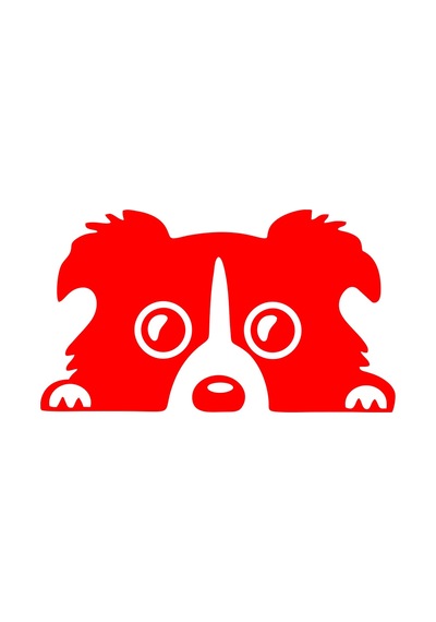 Köpek Araba Sticker 17x17 Cm Kırmızı