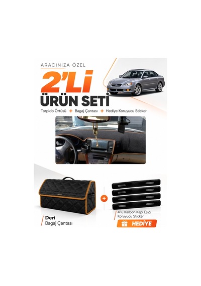 E-biz Subaru Legacy 2003-2009 Uyumlu Torpido Örtüsü + Deri Çanta - Siyah-kahverengi - Su005