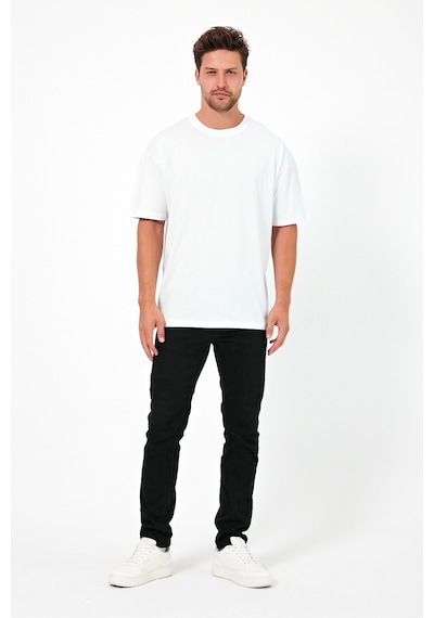 Urbantrendstore Unisex Sade Basic Yazlık Beyaz Siyah Tshirt Oversize Fit Rahat Geniş Salaş T-shirt Günlük Tişört Sağlam Yırtılmaz Ter Emici Cotton