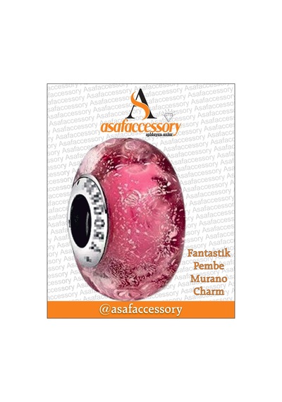 Fantastik Pembe Murano Charm Gümüş