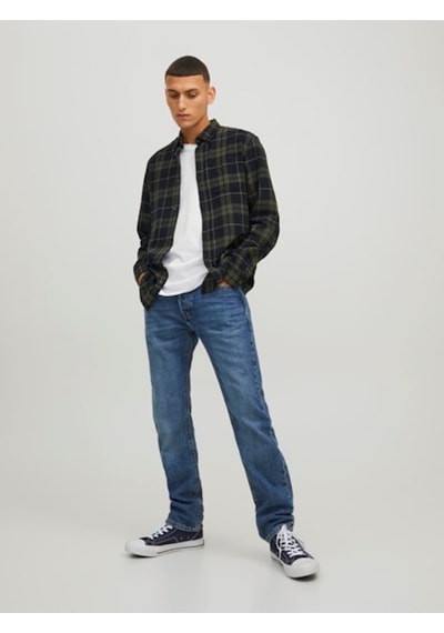 Jack & Jones Jack&-jones 12259895 Jjewılly Chech Shırt Gömlek Haki Siyah Haki - Siyah