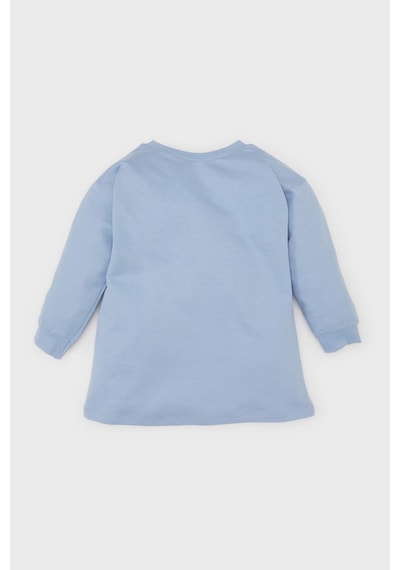 DeFacto Kız Bebek Disney Lilo & Stitch Bisiklet Yaka Uzun Kollu Sweat Elbise D8439A524AUBE551 Mavi
