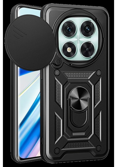Xiaomi Redmi Note 14 Pro 4g Uyumlu Kılıf Pars Lens Yüzüklü Silikon - Siyah
