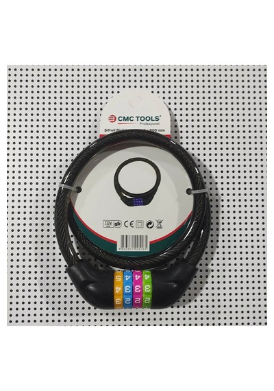 Cmc Tools Şifreli Bisiklet Kilidi Kiliti 12 Mm X 800 Mm Siyah Renk Tüv Süd Onaylı Ce Belgeli Gri - Siyah