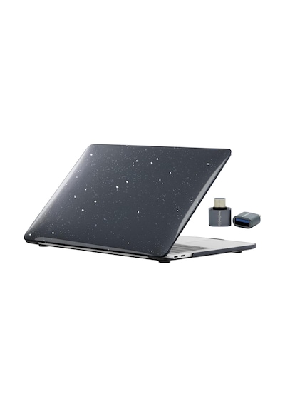 Apple MacBook Air M1 Kılıfı 13.3 İnç A2337 A2179 A1932 Uyumlu Şeffaf Simli Kristal Parlak Sert Kapak Hard
