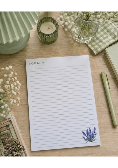 A4 Çizgili Lavanta Defter Beyaz - Mor