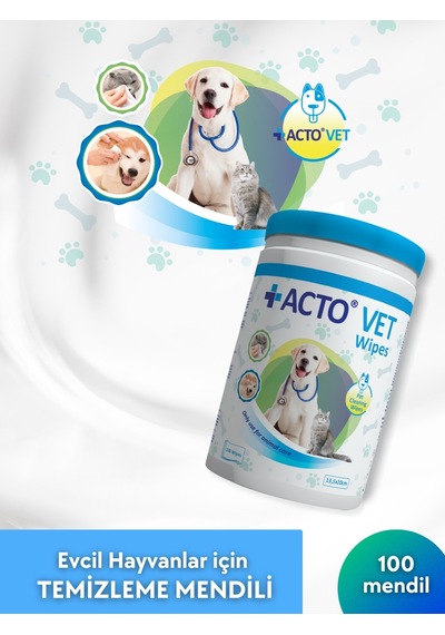 Acto Vet Wipes Evcil Hayvanlar İçin Temizleme Mendili 100'lü