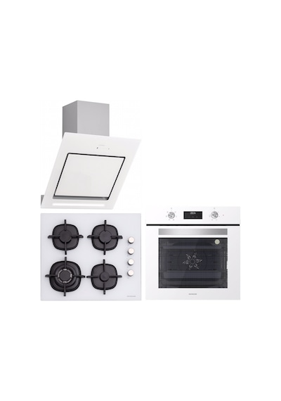 Silverline BO6502W02-CS5429W01-3261 Andromeda 60 CM Beyaz Cam Ankastre Set