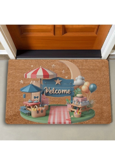 Valerine Life Ay Ve Piknik Temalı Welcome Kapı Önü Paspası 45x70cm