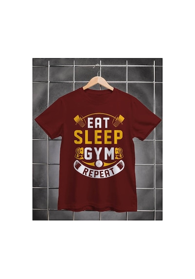 Segungear Eatsleep Erkek Regular Fit Baskılı Spor Tişört Bordo - 931640635 Bordo