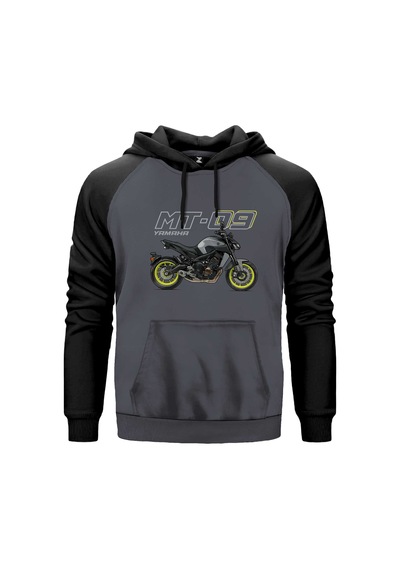 Yamaha Mt 09 Gri Renk Reglan Kol Sweatshirt Kapşonlu