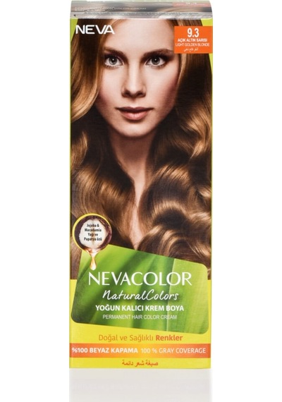 Neva Color Natural Colors 9.3 Açık Altın Sarısı - Kalıcı Krem Saç Boyası Seti