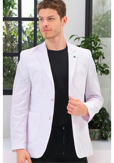 C9059 Dewberry Erkek Ceket-düz Beyaz