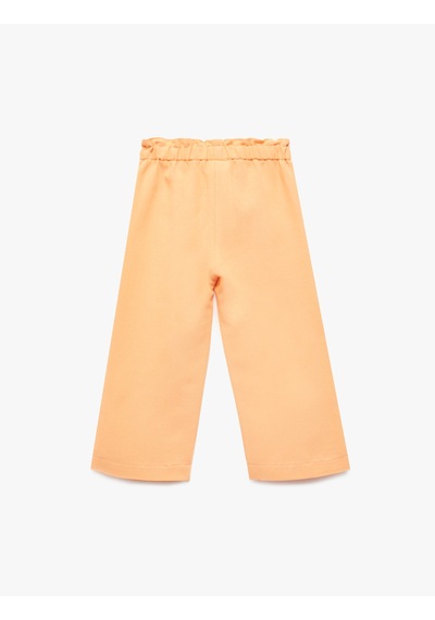 Koton Beli Lastikli Yüksek Bel Keten Karışımlı Pantolon Turuncu 5smg40016aw Turuncu