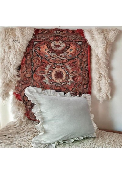 Dnc Home Tekstil Ndchome Ham Keten Krem Fırfırlı Kırlent Kırlent Kılıfı 43 X 43
