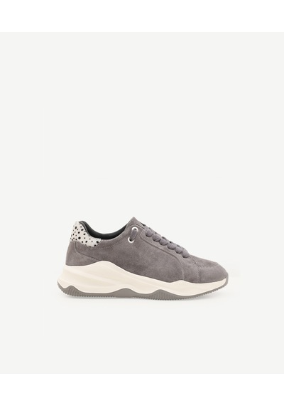 Yargıcı Tay Tüyü Detaylı Deri Sneaker Gri