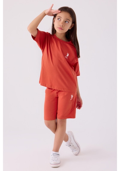 U.S. Polo Assn. U.s. Polo Assn Kız Çocuk Turuncu Bermuda Takım Us1848-c-v58 Turuncu