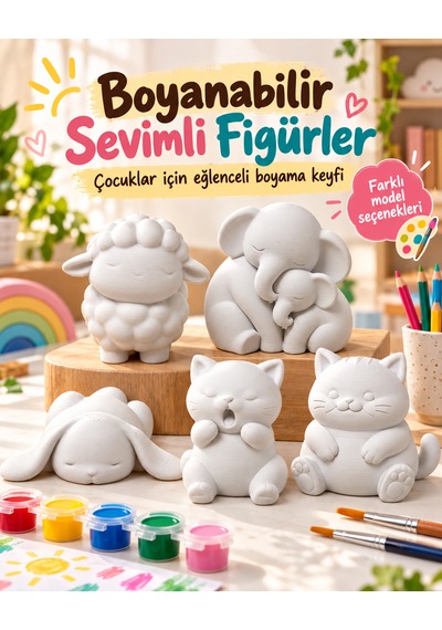 Boyanabilir Sevimli Hayvan Figürü Dekoratif Hobi Ve Boyama Objesi Fil