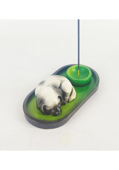 Uyuyan Köpek Çubuk Tütsülük Ve Tealight Beyaz