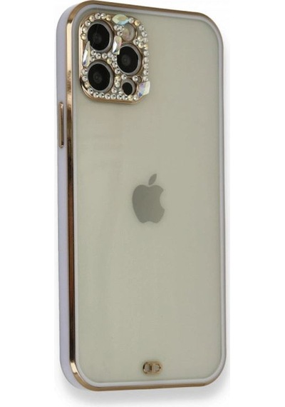 Apple iPhone  Uyumlu   12 Pro Kılıf Liva Taşlı Silikon - Mor Çok Renkli