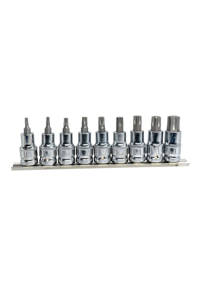 6195 1/2" Torx Bits Uçlu Lokma Anahtar Takımı 9 Parça Raylı