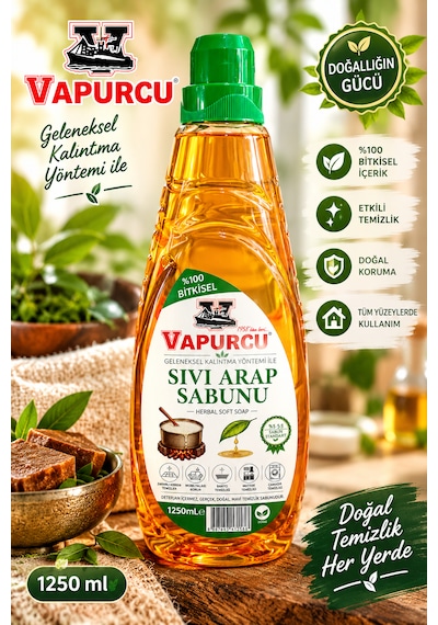 Sıvı Arap Sabunu 1250 Ml X 6 Adet Bitkisel İçerikli Genel Temizlik Sabunu 6'lı Set