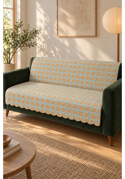 Çok Amaçlı Kadife Koltuk Örtüsü Kaymaz Süngerli 165x215 Cm Modern Bohem Çekyat Şalı Piknik Masa Örtüsü Alk4 Sarı
