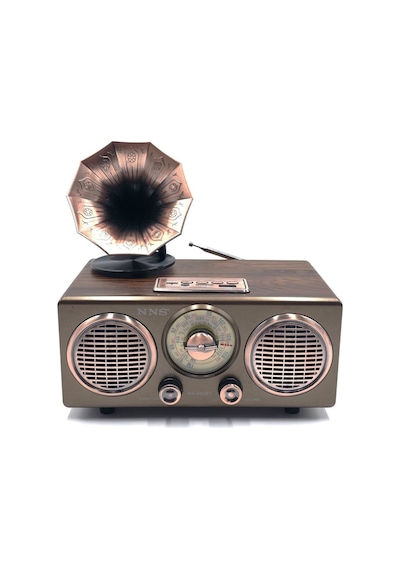 Gramofon Görünümlü Şarjlı Ahşap Bluetooth Speaker Nostaljik Hoparlör Fm Radyo