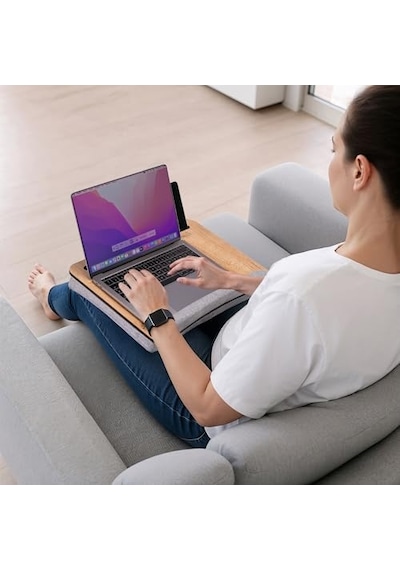 Vigo Wood-ls014 Minderli Laptop Sehpası Meşe Gri