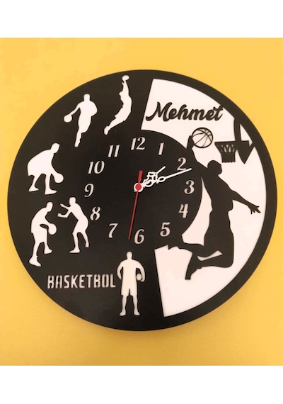 Basketbol Severler İçin Modern Duvar Saati Şık Ve Kalite Bir Arada No:1078 Beyaz
