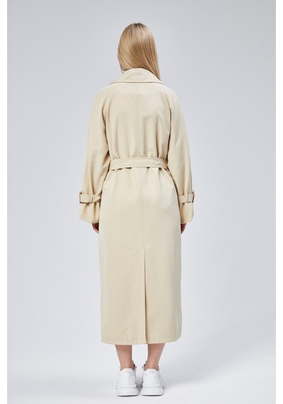 Kadın Oversize Kuşaklı Trençkot Taş