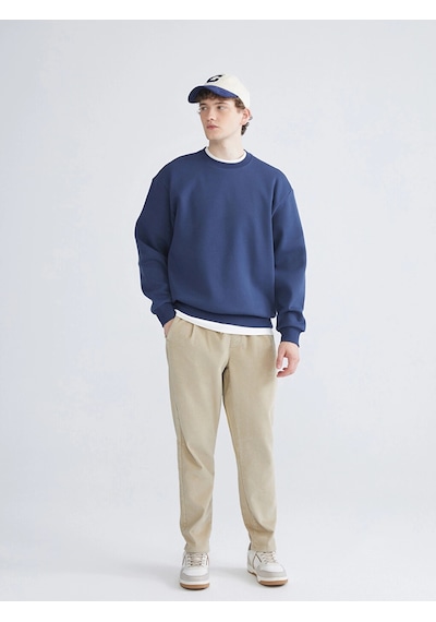 LC Waikiki Xsıde İndigo Bisiklet Yaka Erkek Sweatshirt Indigo