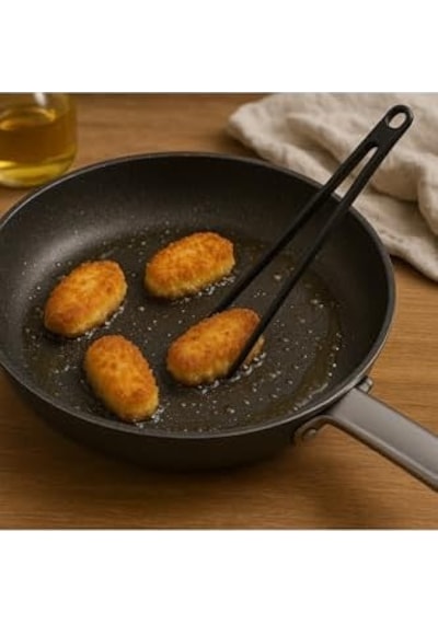 Silikon Kızartma Maşası, 1 Adet, Silikon, 29 Cm, Siyah, Bpa Free