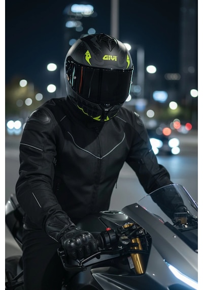 Gıvı 50.x Bones Sarı/ 1 Renkli 1 Şeffaf Vizörlü Motosiklet Kask Siyah Vizör + Şeffaf