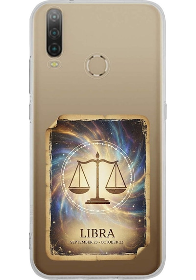 General Mobile Gm 10 İle Uyumlu Burç Kartları Terazi Tasarımlı Şeffaf Silikon Kılıf Şeffaf