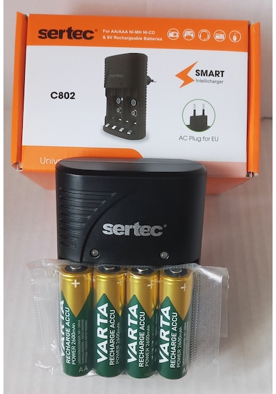 Varta Promo Paket 4 Adet Şarjlı 2600mah Aa Kalem Pil +sertec Stc-9v Aa-aaa Otomatik-hızlı Pil Şarj Cihazı