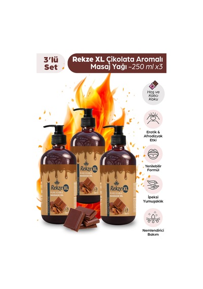 3 Lü Masaj Yağı Seti 250 Ml X 3 Çikolata Aromalı Büyük Boy Vücut Bakım Yağı - 502100486