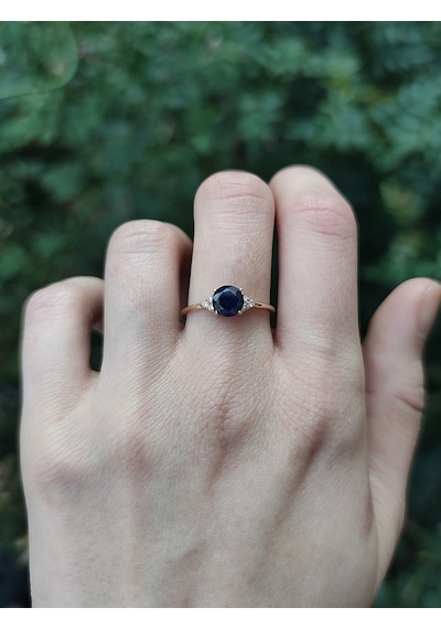 Helen Safir Yan Taşları Pırlanta Yüzük - Ak1379